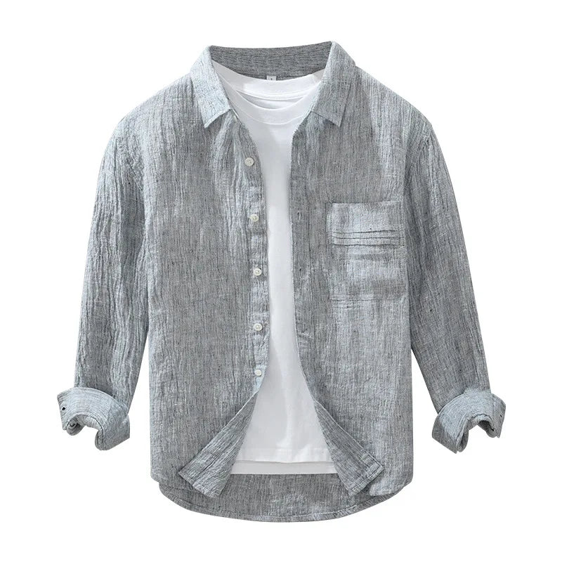 0403 Vintage Brand Good Quality Linen Shirts Thin Coats For Man Lapel Loose Business Casual Long Sleeved Spring Male Jackets