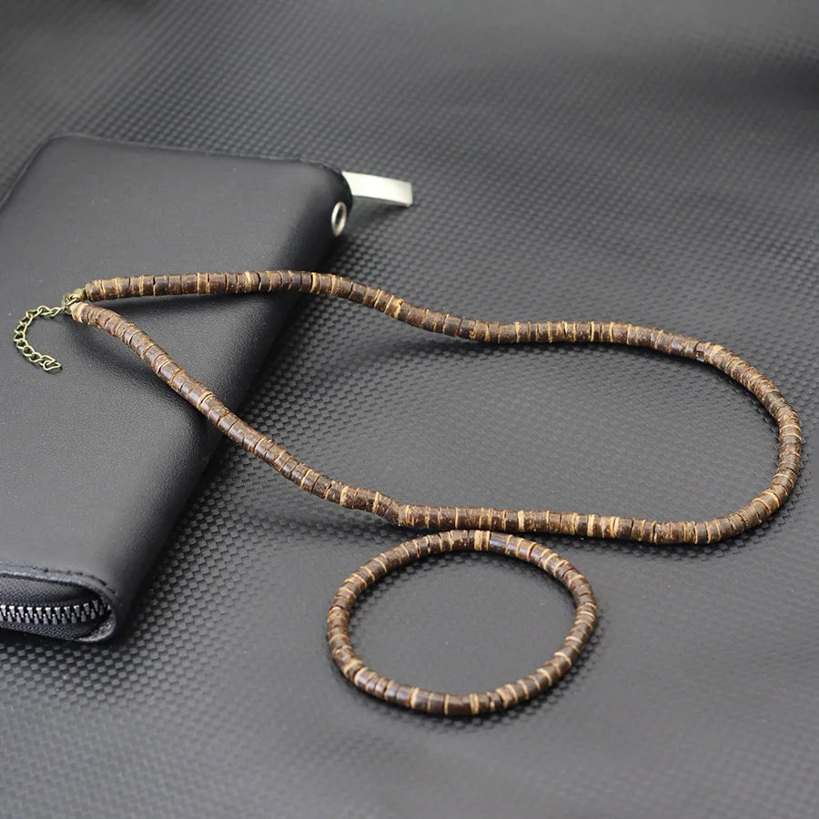 New 5 Styles 2Pcs/Set Natural Coconut Beads Necklace Men Meditation Healing Collar Cool Riding Neck Accessories Father Day Gift