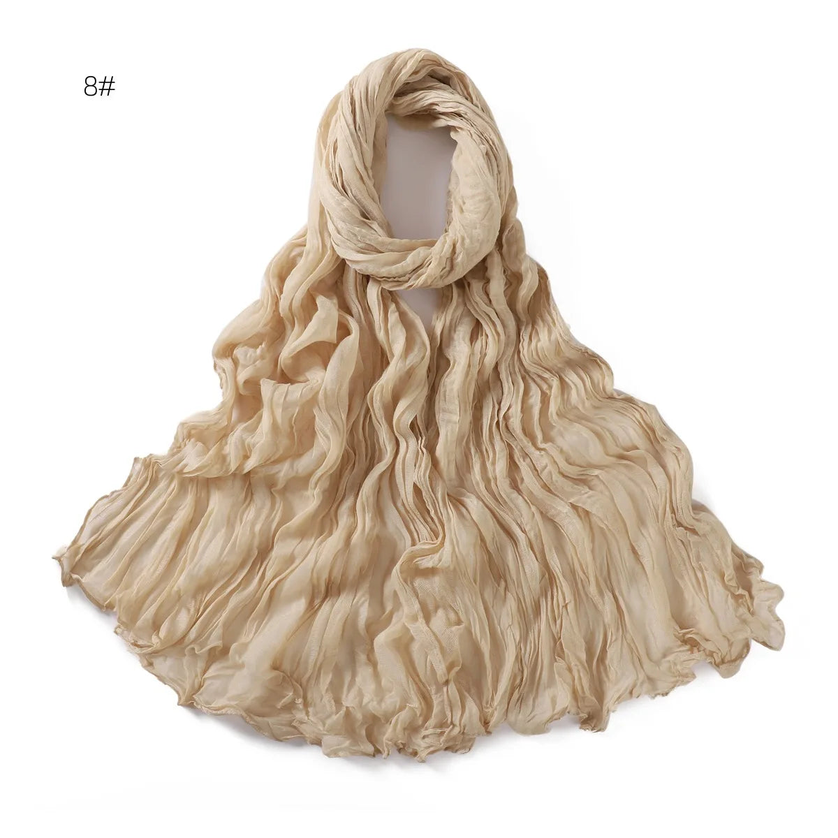 Crumpled Scarf For Women Girls Students Spring New Solid Color Cotton Voile Thin Scarves Soft Knitting Shawl Female Wrap Shawls