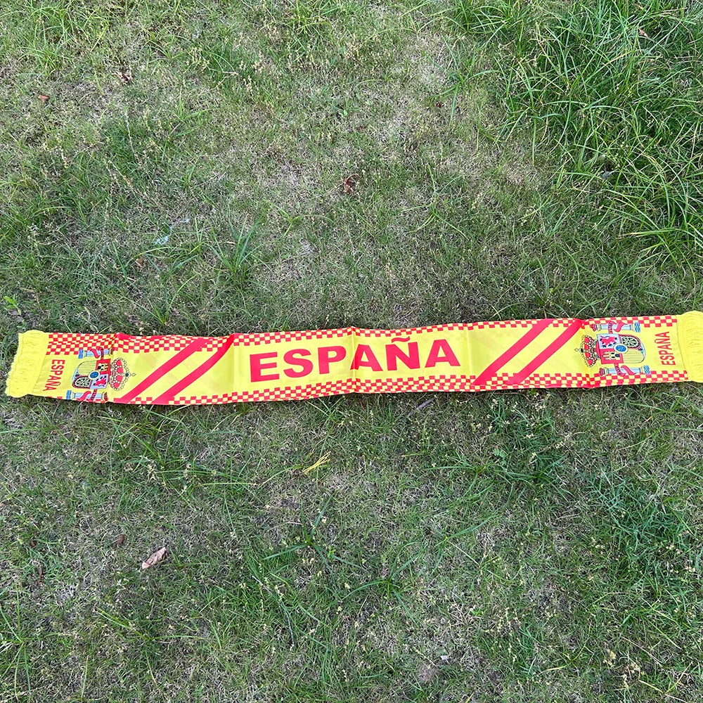 SKY FLAG Spain scarf 14x130cm Double Side Printing Satin Football Soccer Fans Spain Scarf flags banner for sport decoration