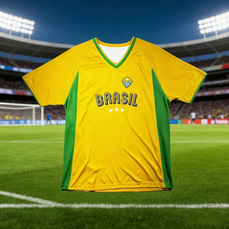 Brazil National Soccer Team Sports Jersey Top  Fast Drying Breathable Short Sleeved Summer Men's  Fitness T-shirt Beachwear