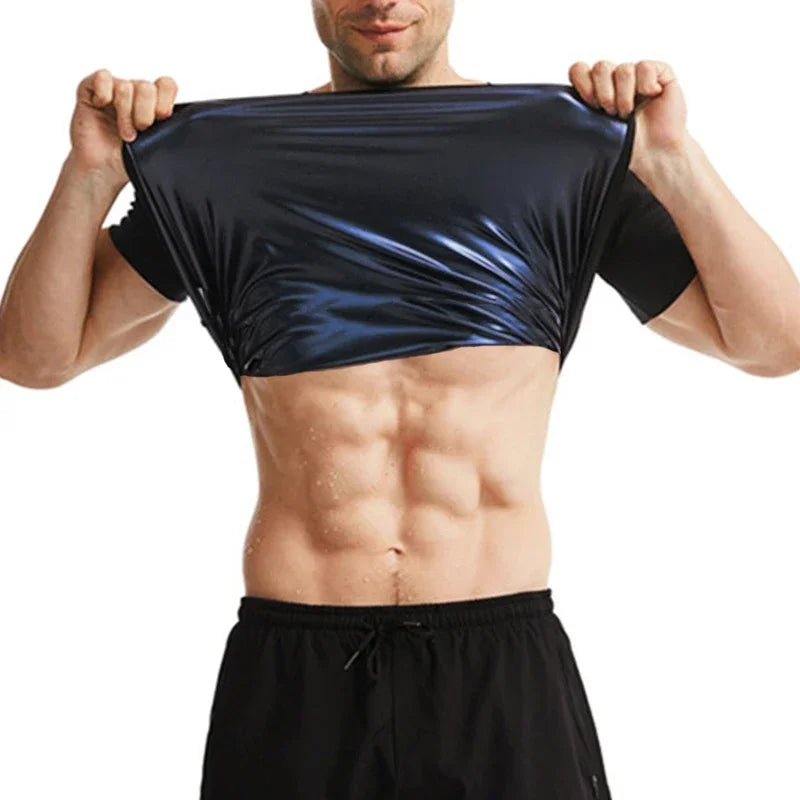 Sauna Sweat Shirt for Men Short Sleeves Body Shaper Gym Exercise Fitness Top Shapewear Sauna Sweat T-Shirt Waist Slimming Tops