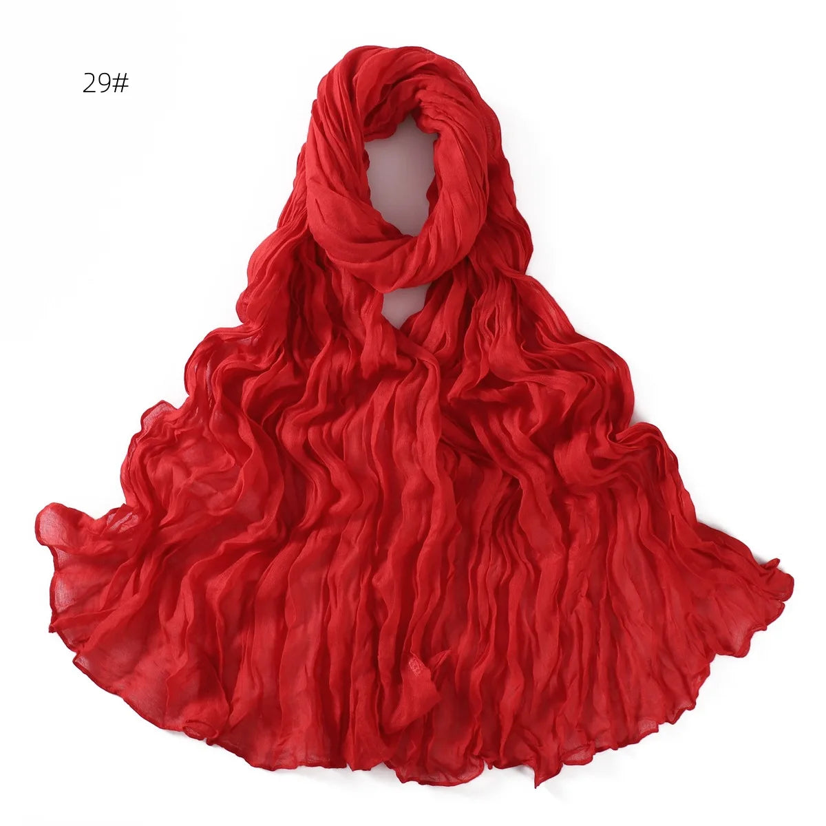 Crumpled Scarf For Women Girls Students Spring New Solid Color Cotton Voile Thin Scarves Soft Knitting Shawl Female Wrap Shawls