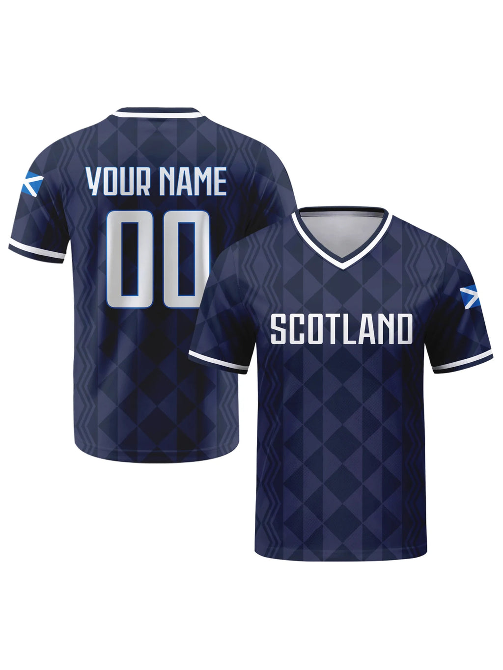 Personalized Scotland Soccer Jersey Custom Name Number V-neck Football National Team Shirt for Men Youth Women