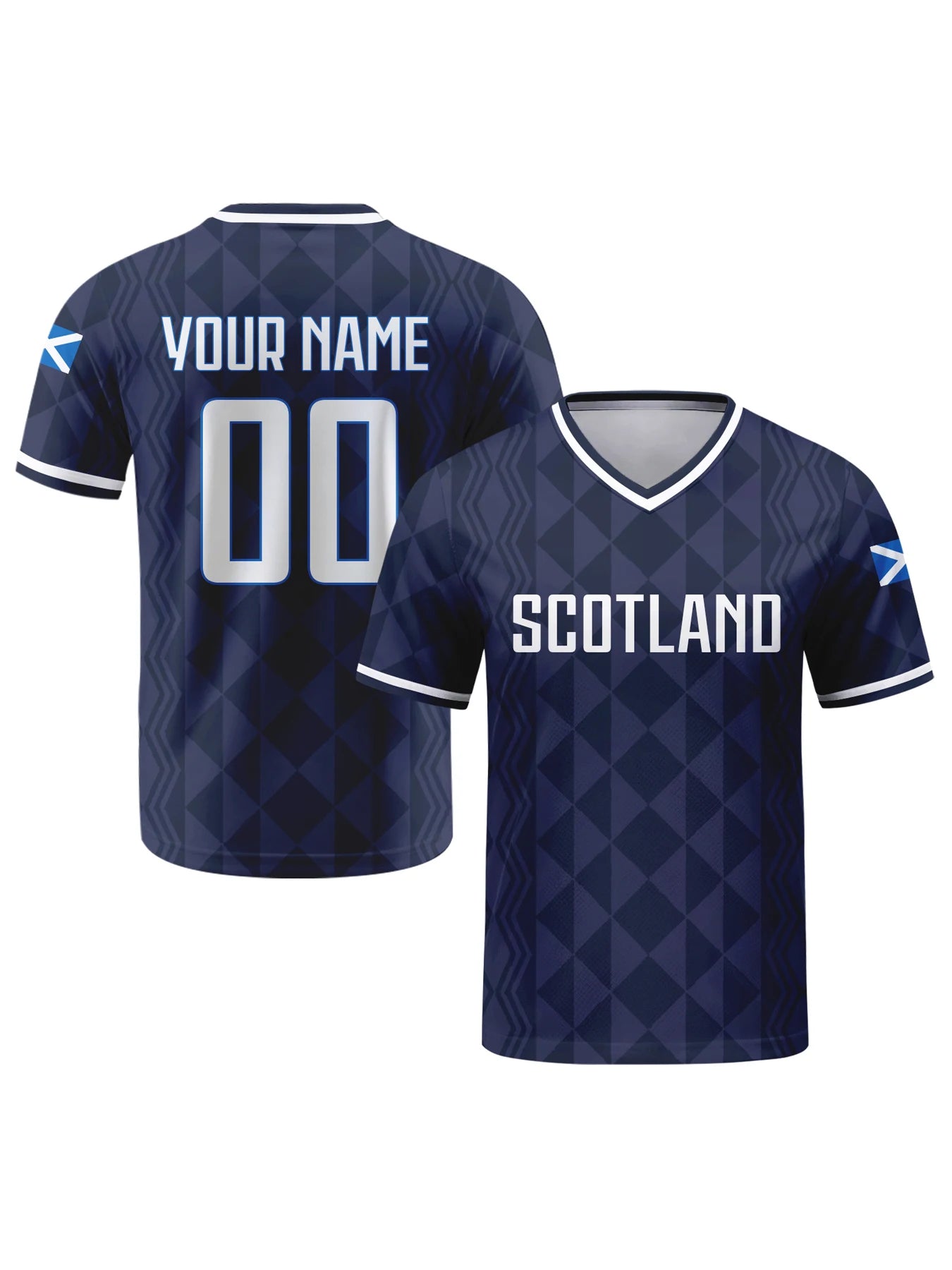 Personalized Scotland Soccer Jersey Custom Name Number V-neck Football National Team Shirt for Men Youth Women