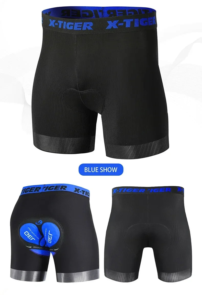 X-TIGER High Performance Breathable Cycling Underwear Men 5D Silicone Pad 3D Cutting Moisture Wicking Road Cycling Shorts