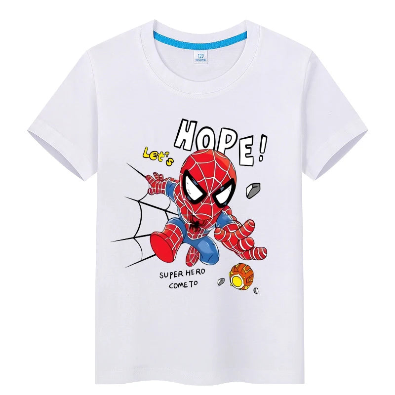 Kid's Iron Man Spider Man Retro T-shirt Printed Casual Harajuku Aesthetics Neutral Theme Superhero Fan Artwork Clothing