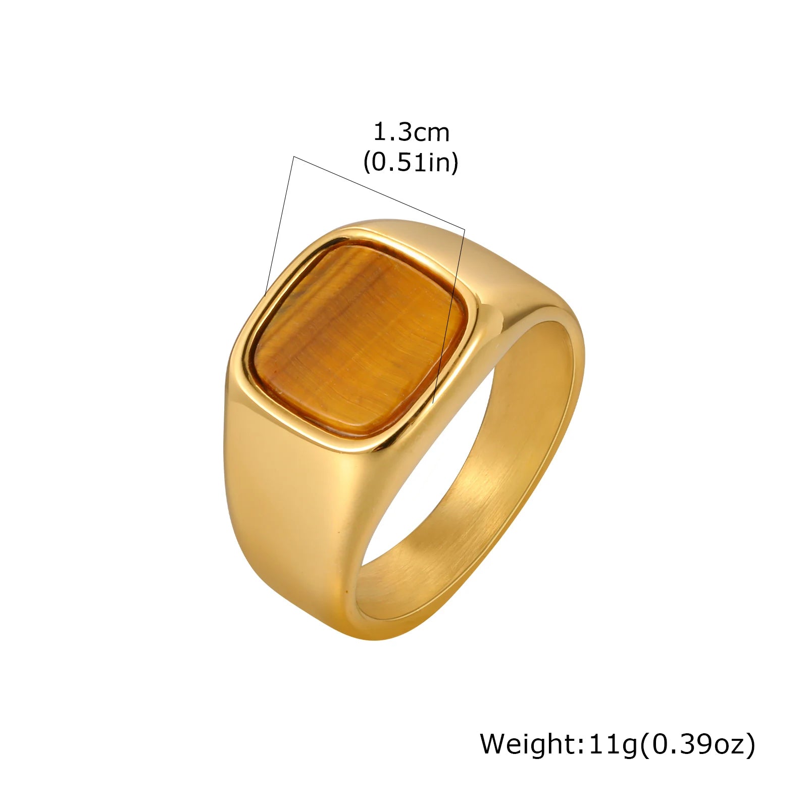 Stylish Square Natural Stone Ring for Men,Waterproof Stainless Steel Signet Ring,Birthday Party Gift for Him Dad