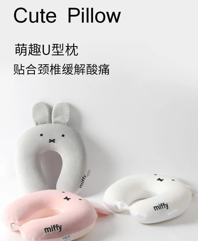 Cartoon Miffys U Pillow Cute Rabbit Memory Foam Neck Pillow Office Airplane Car Pillow Sofa Cushion Decoration Birthday Gifts