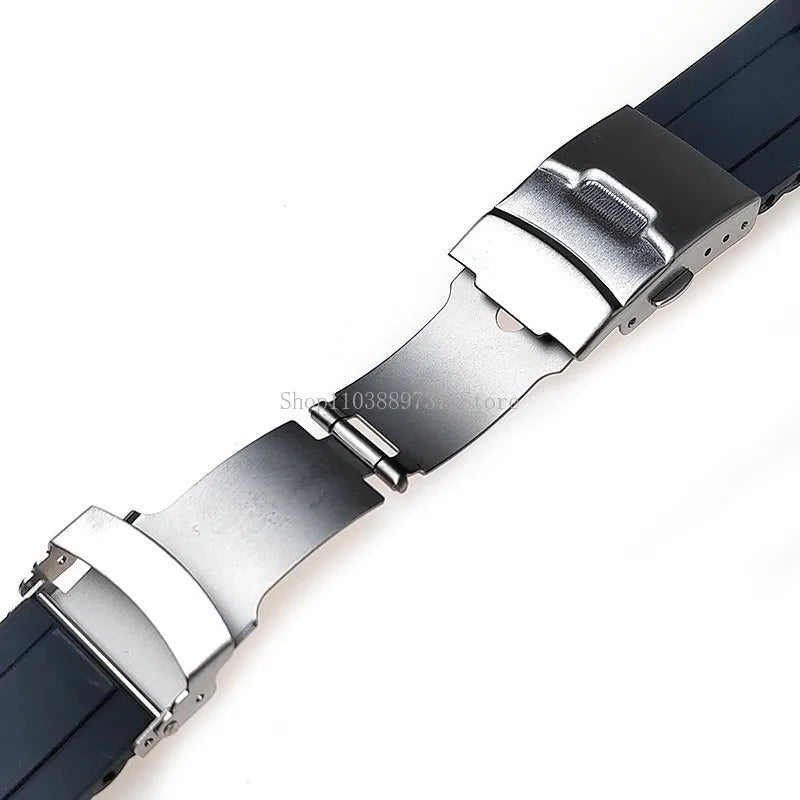 Silicone WatchBand 16mm 18mm 20mm 22mm 24mm 26mm Curved End Strap Folding Buckle Sport Bracelets Men Women Replacement Wristband