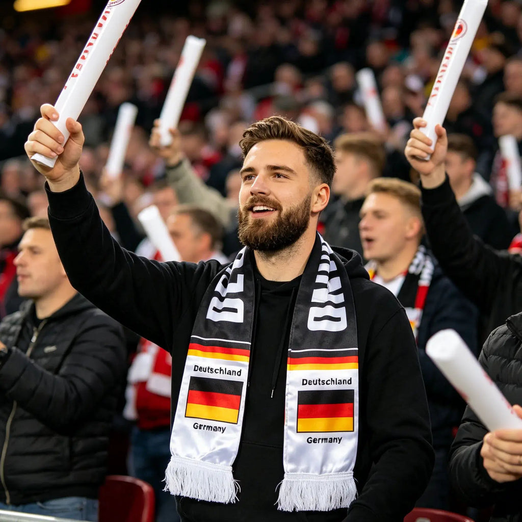 Soccer Fan Scarf Germany Flag Design Fade Resistant Soft Breathable Polyester Team Support Accessory for Football Match Game Day