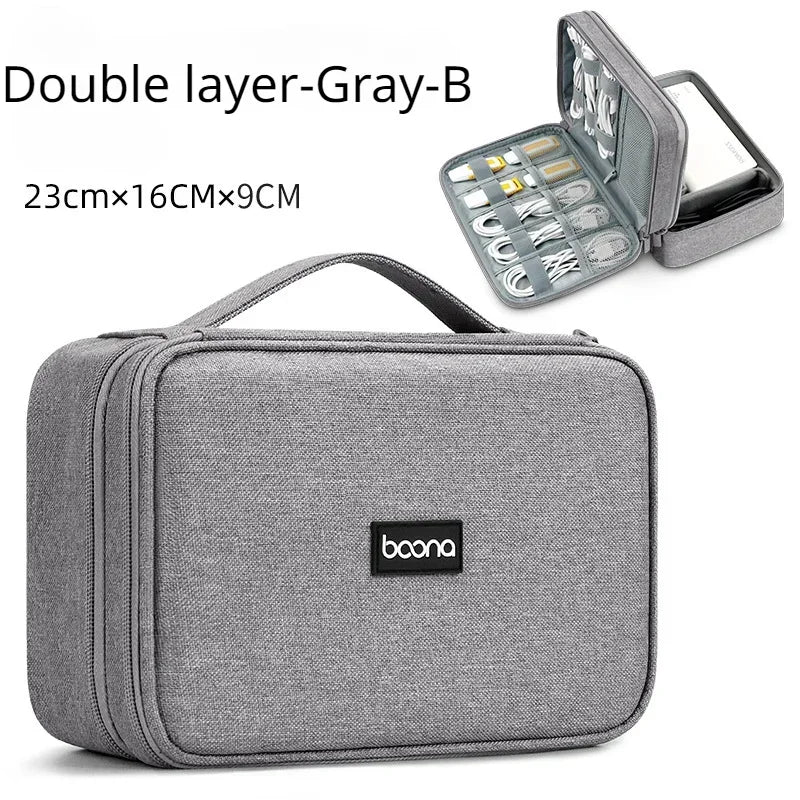 Large Capacity Travel USB Gadget Cable Bag Headphone Storage Box Data Cable Storage Bag Hard Disk Charger Power Bank Organizer