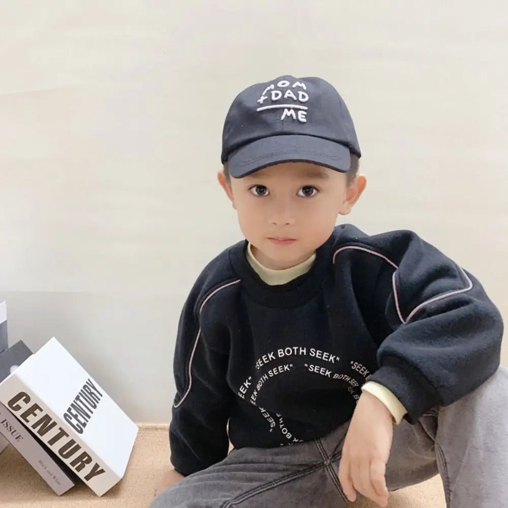Children's Hats Spring Autumn Boys Girls Duckbill Hats Casual Baby Caps Fashion Cute MOM+DAD=ME Embroidery Sun Hats