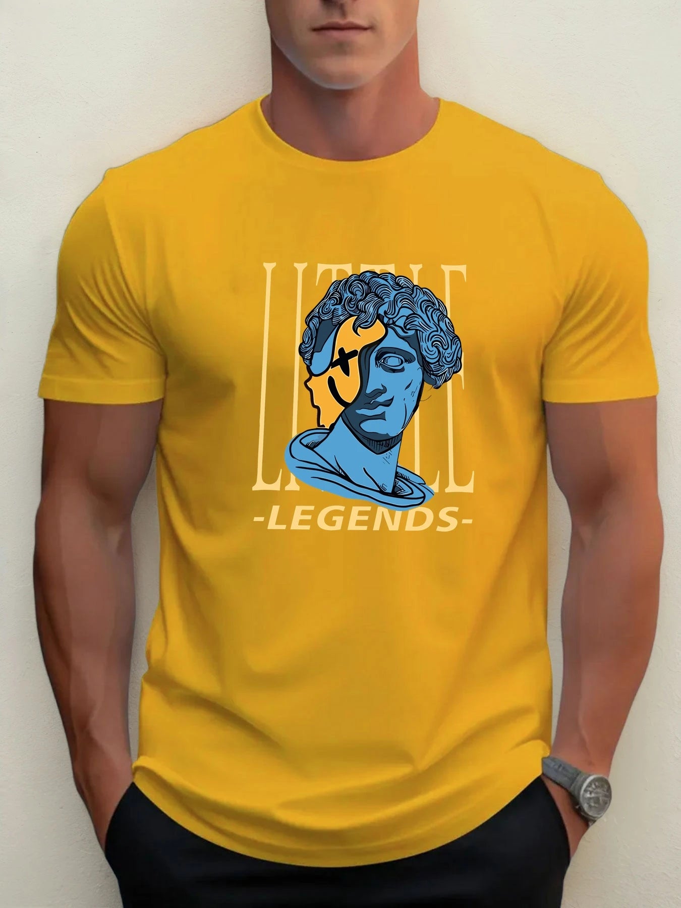 T Shirts For Men Sculpture Head 100% Cotton Graphic Printing Summer Round Neck T-Shirt Casual Breathable Street Style Daily Top