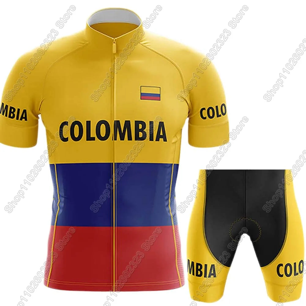Colombia Team 2025 Cycling Jersey Set Summer Bicycle Clothing Road Bike Shirts Suit Bicycle Bib Shorts MTB Ropa Maillot