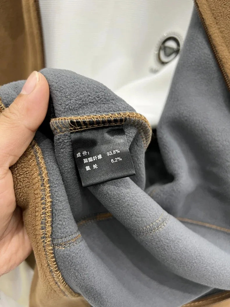 Luxury brand men's jacket winter thick plush warm pockets new coat fashion classic Paul embroidery zipper stand up collar top