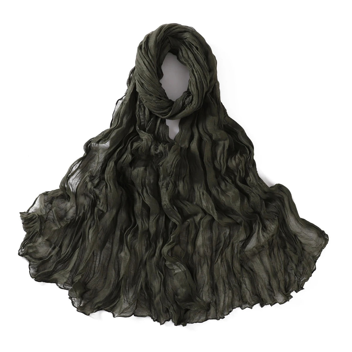 Crumpled Scarf For Women Girls Students Spring New Solid Color Cotton Voile Thin Scarves Soft Knitting Shawl Female Wrap Shawls