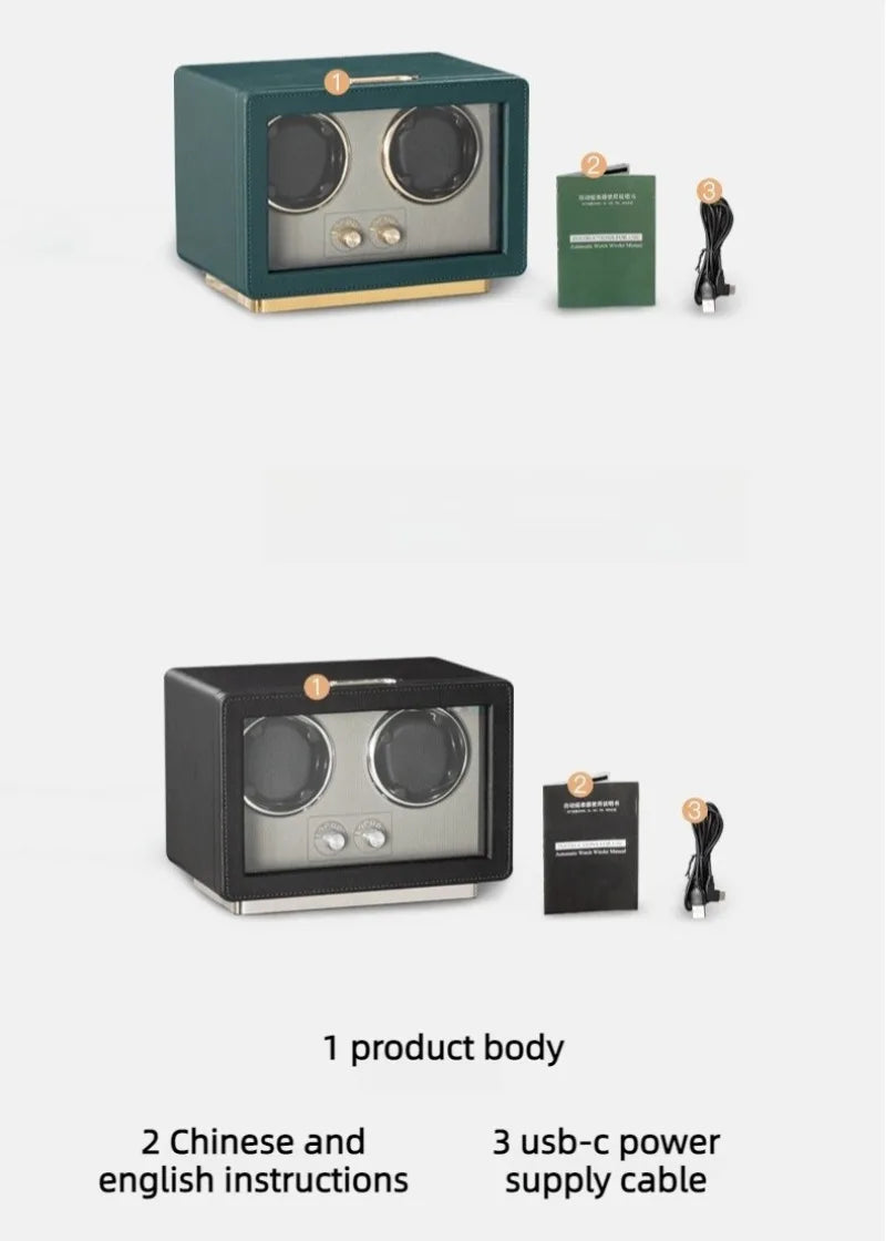 PU Leather Watch Shakers Mute Automatic Watches Winders Collection Protect Mechanical Watches Shaker Transparent Window Winder