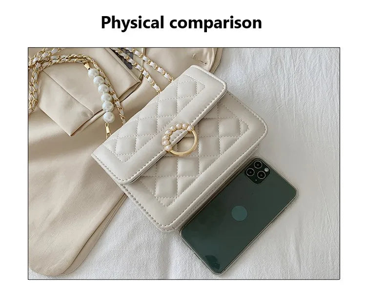 Summer Mini Small Handbags New Tide Pearl Chain Bags Women's Bag Versatile White Single Shoulder Crossbody Handbag