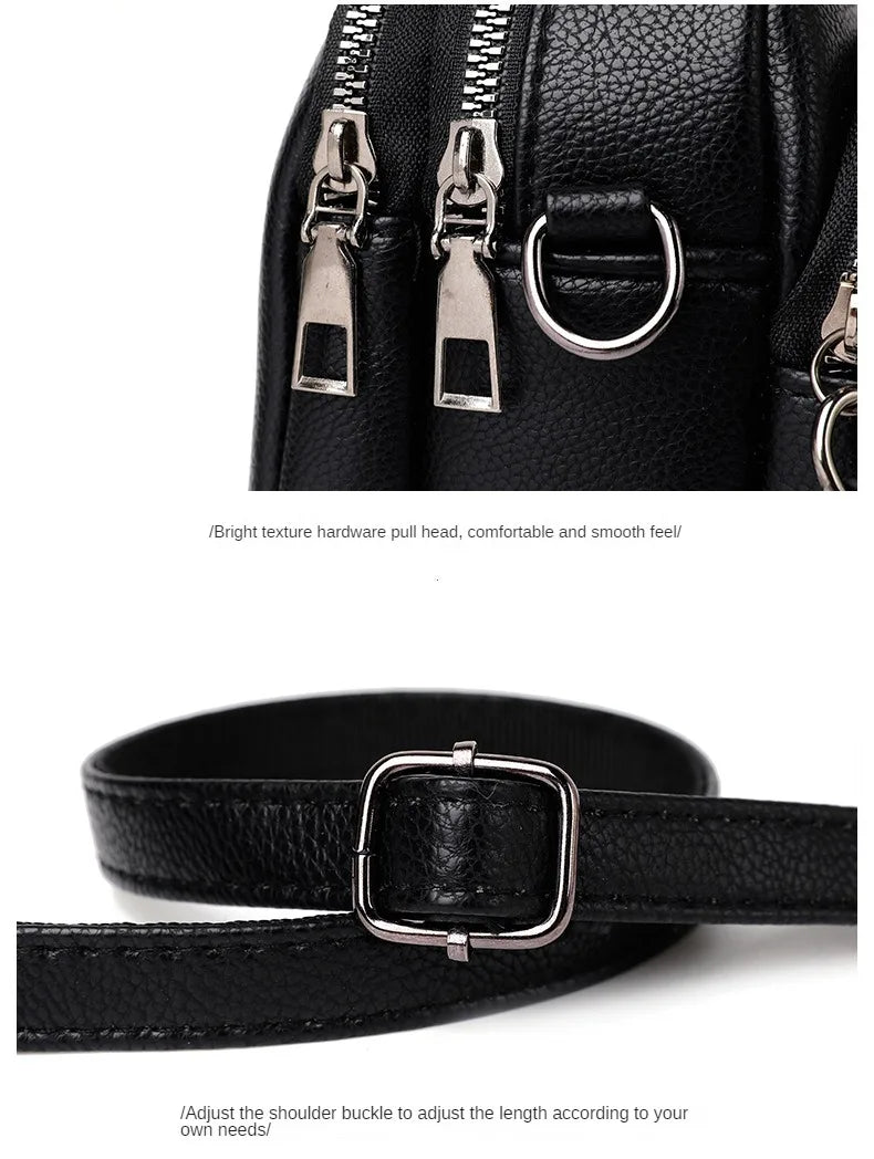 Solid Color Fashionable Rivet Zipper Women's Mobile Phone Bag Simple Soft Leather Shoulder Crossbody Small Square Bag Handbag