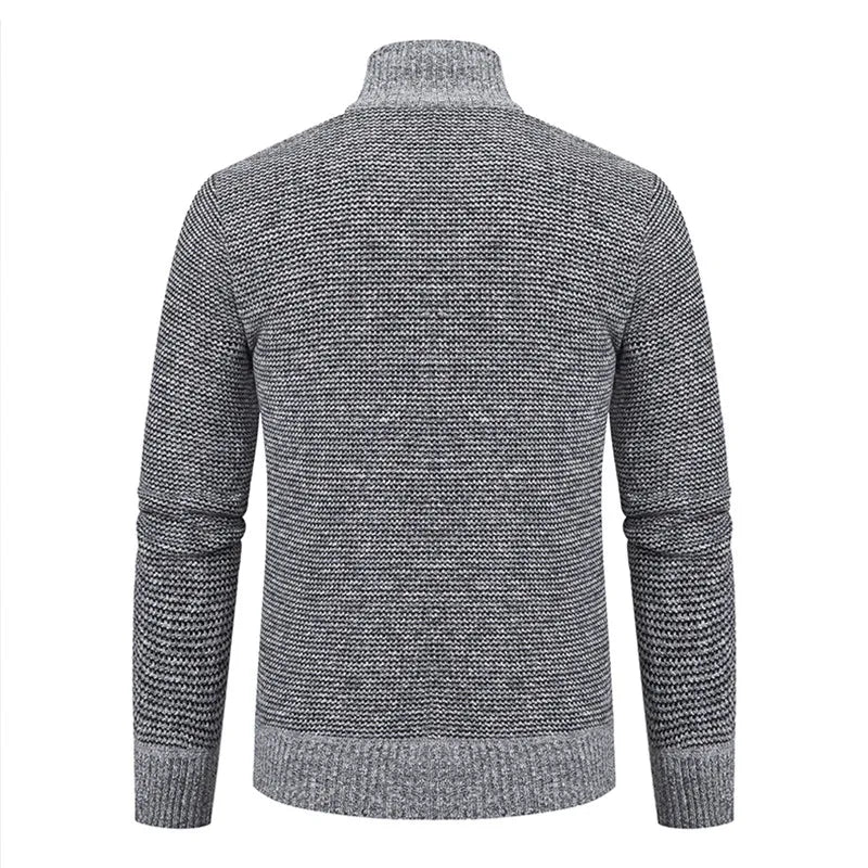 Autumn Winter Men's Sweatercoat Patchwork Cardigan Fashion Stand Collar Sweater Jackets Men Slim Cardigan Knitted Outerwear Man