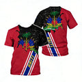 Haiti National Elements 3D Printed T-Shirt Patriotic Culture Casual Fabric T-Shirt Featuring National Flag Map And Emblem Design