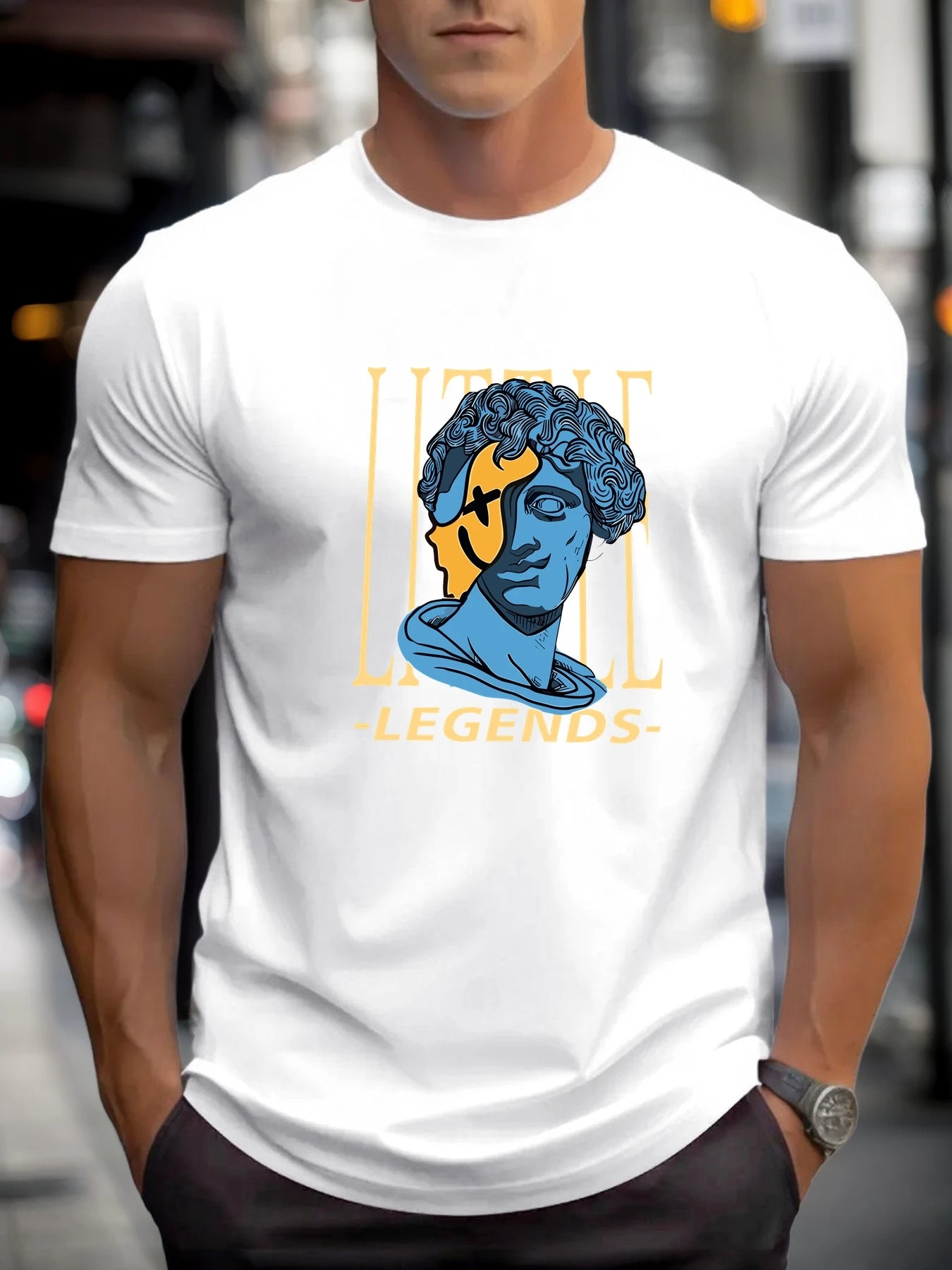 T Shirts For Men Sculpture Head 100% Cotton Graphic Printing Summer Round Neck T-Shirt Casual Breathable Street Style Daily Top