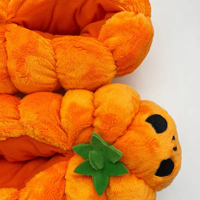 Highland Cow Halloween Pumpkin Slippers Backpacks Plush Fluffy Lantern Bags Slipper with Socks Bedroom Funny Shoes Gifts