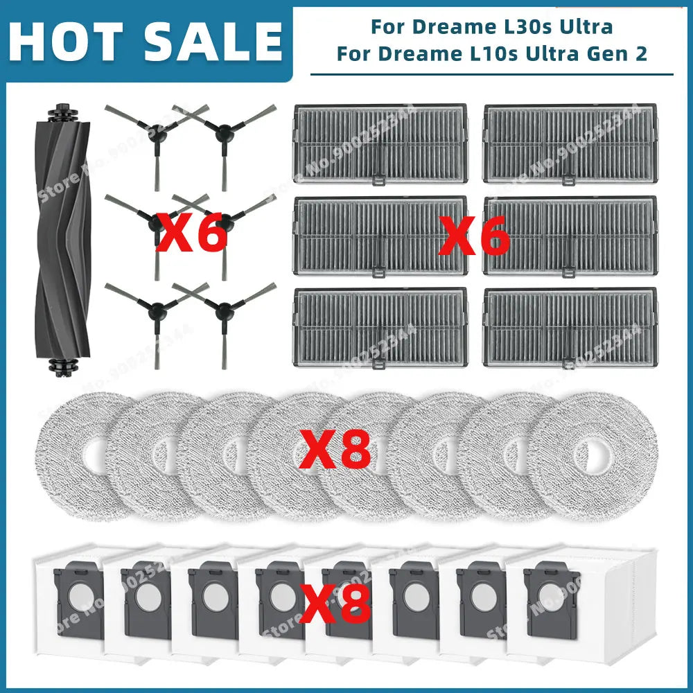 Compatible For Dreame L10s Ultra Gen 2 / L30s Ultra / L30 Pro Ultra Parts Accessories Main Side Brush Filter Mop Cloth Dust Bag