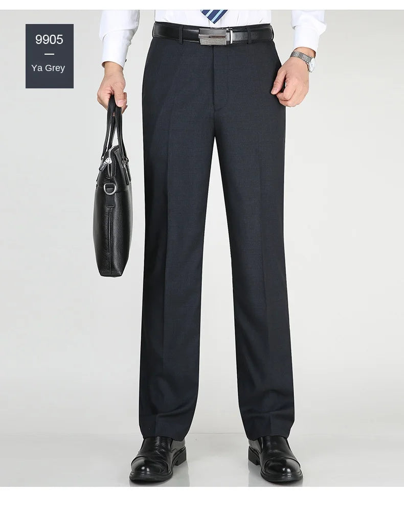 High Waist  Black Suit Pants man Formal Clothes For Men Clothing Thin Flat Khaki Dress Mens Trousers 2024 Summer 40 42