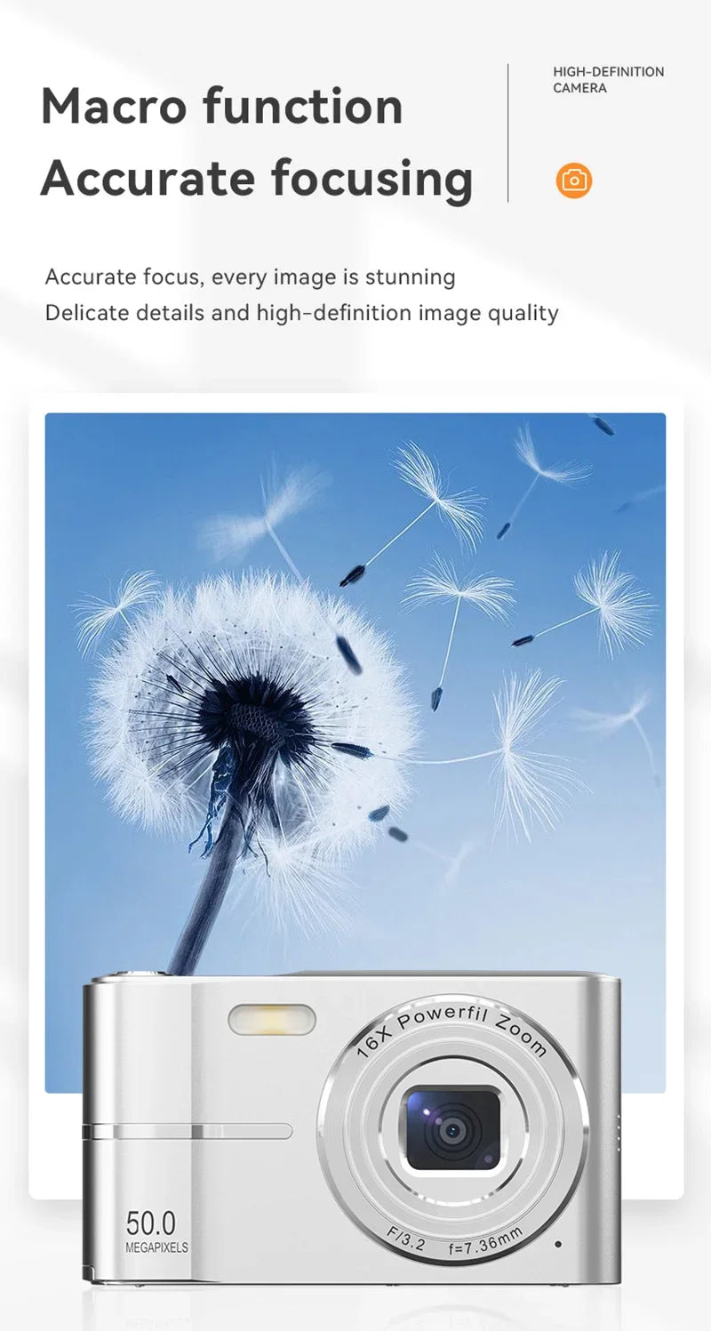 4K Digital Camera 50MP 16X Student Camera Outdoor Anti-Shake Digital Video Camera Flash Video Recorder Small Video Camera