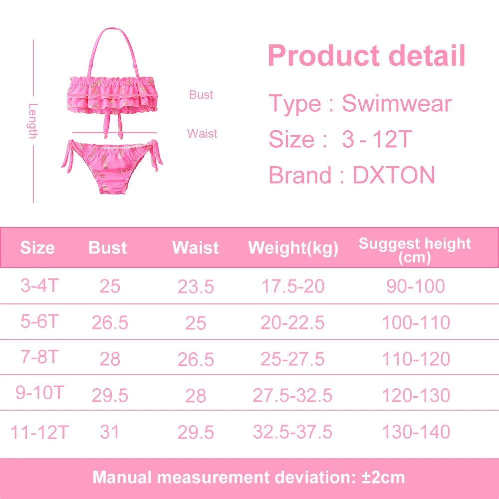 DXTON Girls Swimsuit Kids 2 pcs Suits Toddlers Pineapple Cartoon Bikini Swimwear Children Summer Bathing Suits for 4 6 8 10 Yrs