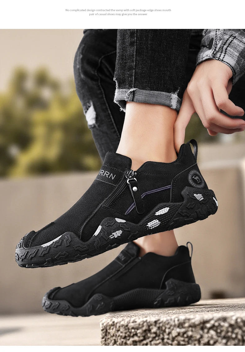 Man Sneakers Designer Short Boots Fashion Leather Men Casual Shoes Comfortable Outdoor Lightweight Flats Anti Slip Walking Shoes