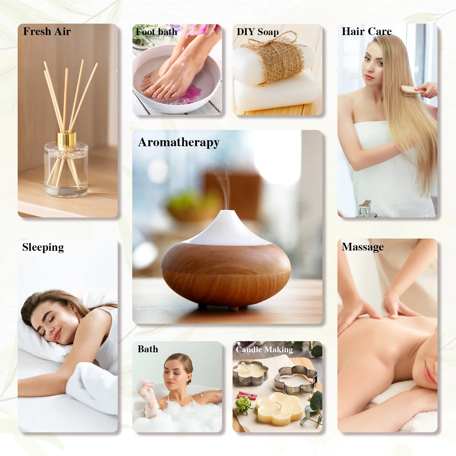 EUQEE 10ml Pure Natural Essential Oil Lavender Jasmine Eucalyptus Vanilla Sandalwood Sweet Orange Lemon Oregano Neroli Fragrance
