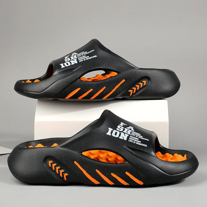 Comwarm New Men Massage Slippers Slides Indoor Outdoor Sandals Beach Casual Shoes Comfortable Sole Men's Slippers Big Size 38-47