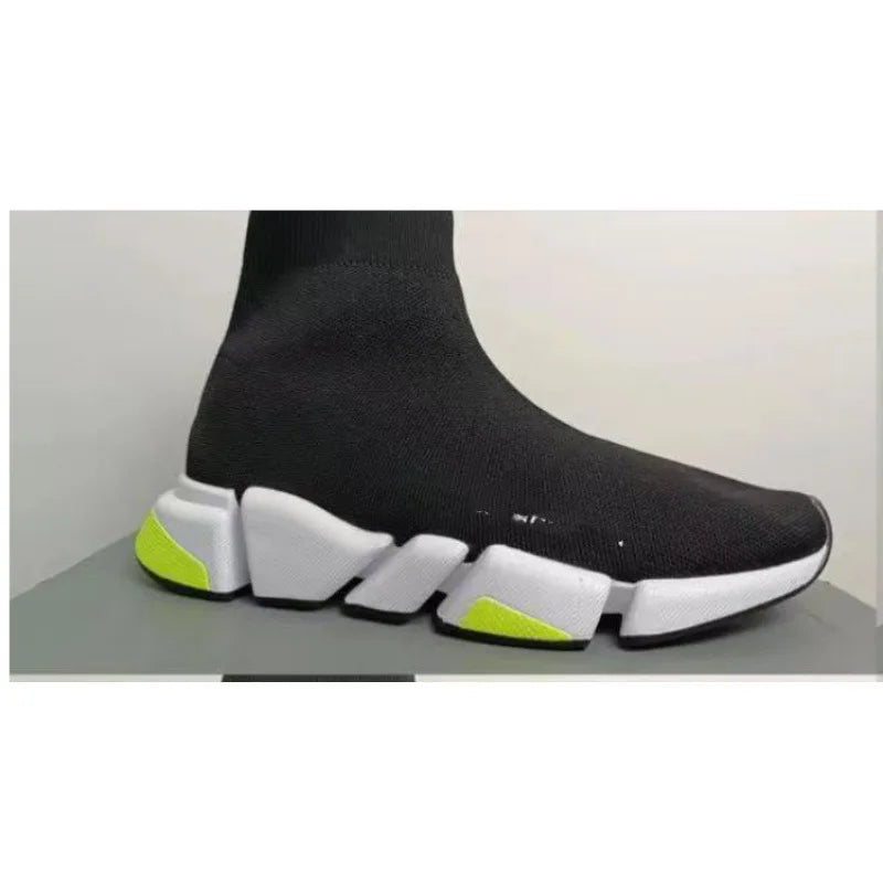 Paris High Top Knitted Boots Sporty Cushioned Dad Shoes Breathable Quick Dry Rubber Outsole Unisex Running Shoes