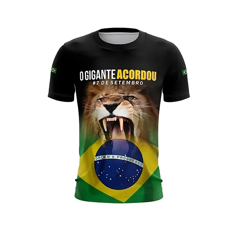 Brazil Flag Graphic T Shirt for Men Clothing 3D Print Brasil Football T-Shirt Gym Fitness Streetwear Tops Soccer Club Tee Shirts