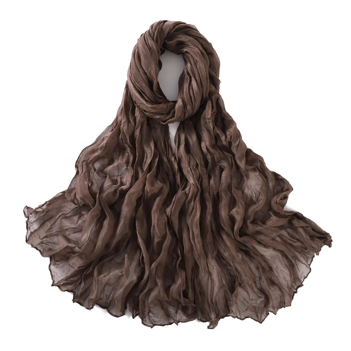 Crumpled Scarf For Women Girls Students Spring New Solid Color Cotton Voile Thin Scarves Soft Knitting Shawl Female Wrap Shawls