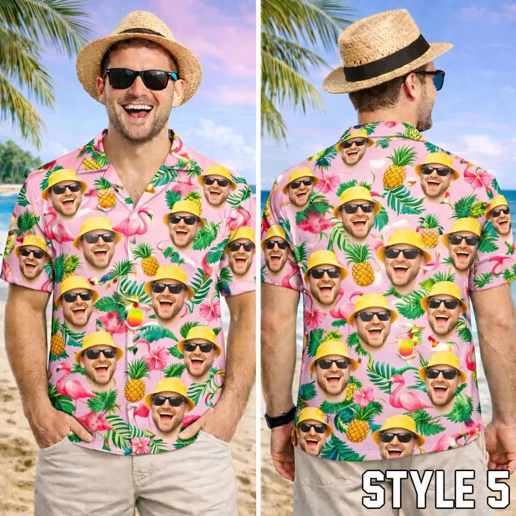 Hot Custom Face Hawaiian Shirt, Funny Summer Beach Shirt, Personalized Tropical Vacation Party, Gift for Men Dad Husband