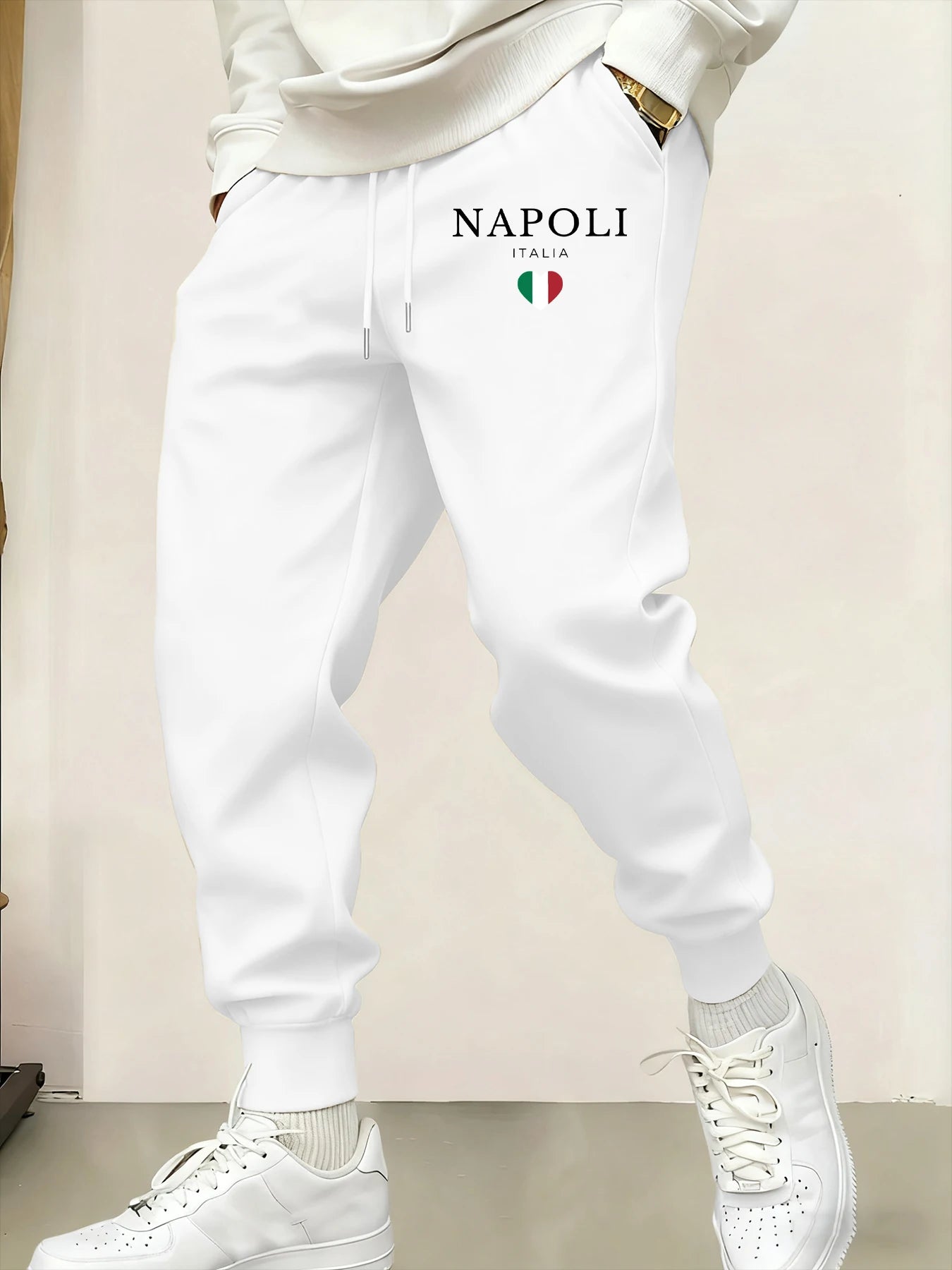 Napoli Italia Letter And Flag  Print Man Sweatpant Pocket Fleece Pant Casual Warm Trouser Autumn Fashion Sports Sweatpants Pants