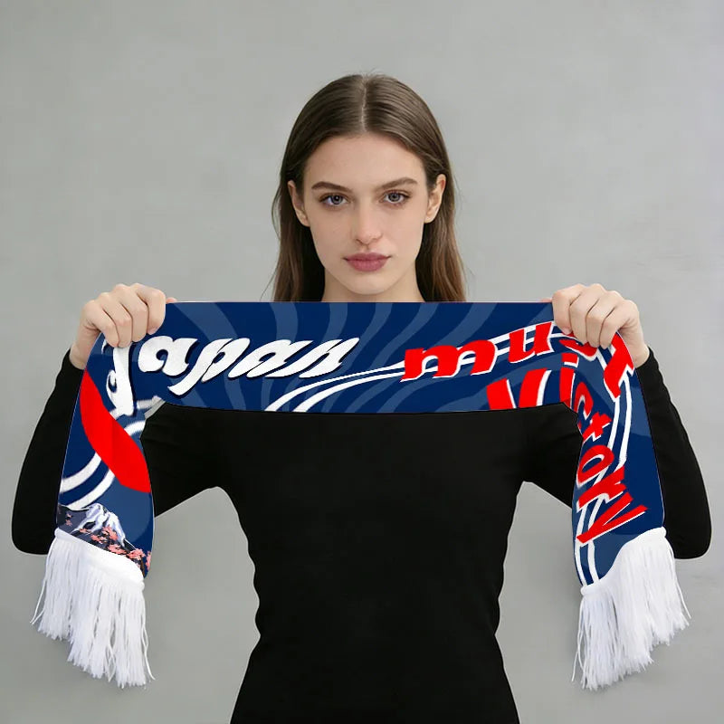 2026 Football Fan Scarf Argentina Brazil Portugal France Spain Canada USA Mexico Print Flannel Tassel Cheering Supporter Scarf