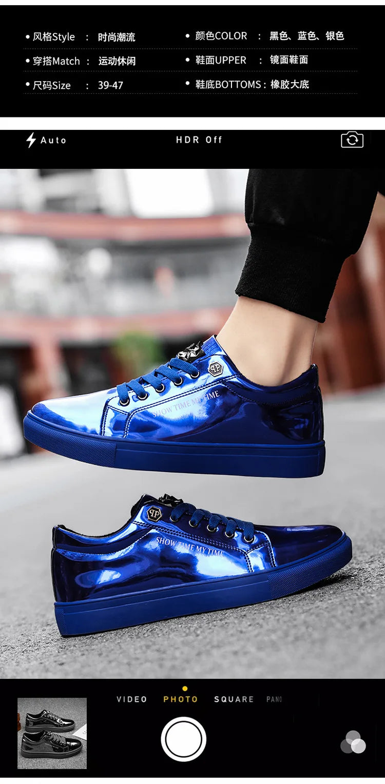 Men Casual Shoes Patent Leather Flats Loafers Tiger Skate Men Cool Driving Shoes Male Walking Shoes Sneakers Dress Footwears 47