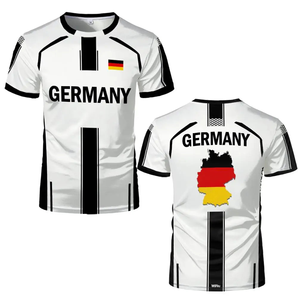 Germany National Flag Print Soccer Jersey Men Women Patriotic Sport T-Shirt  Summer Outdoor Sports Quick-Drying T-Shirt