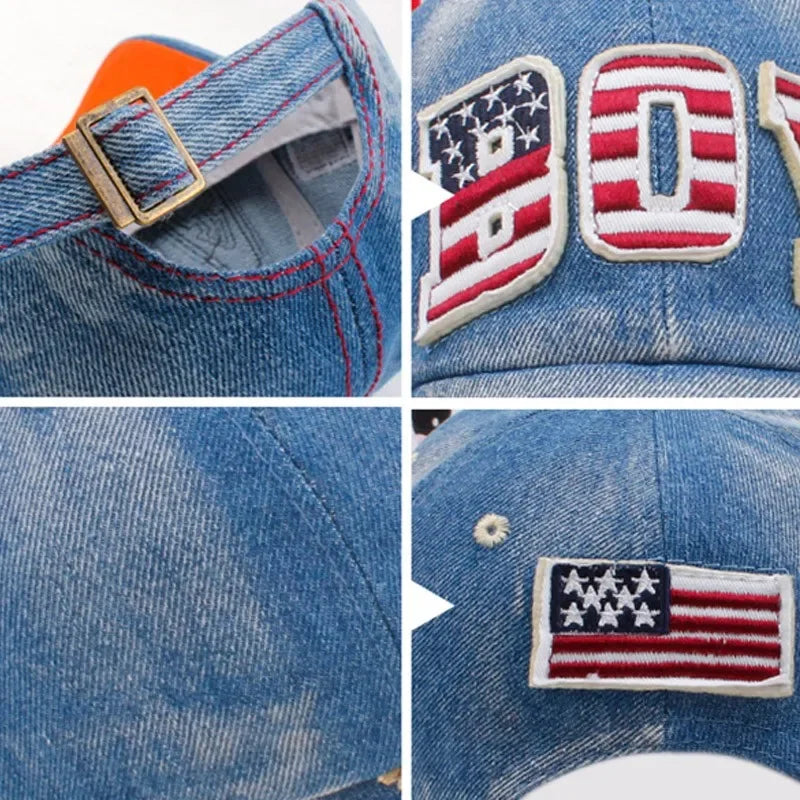 Blue Kids Boys Baseball Cap Summer Toddler Children Dad Hat Casual Hip Hop Denim Sun Snapback Jean Casquette
