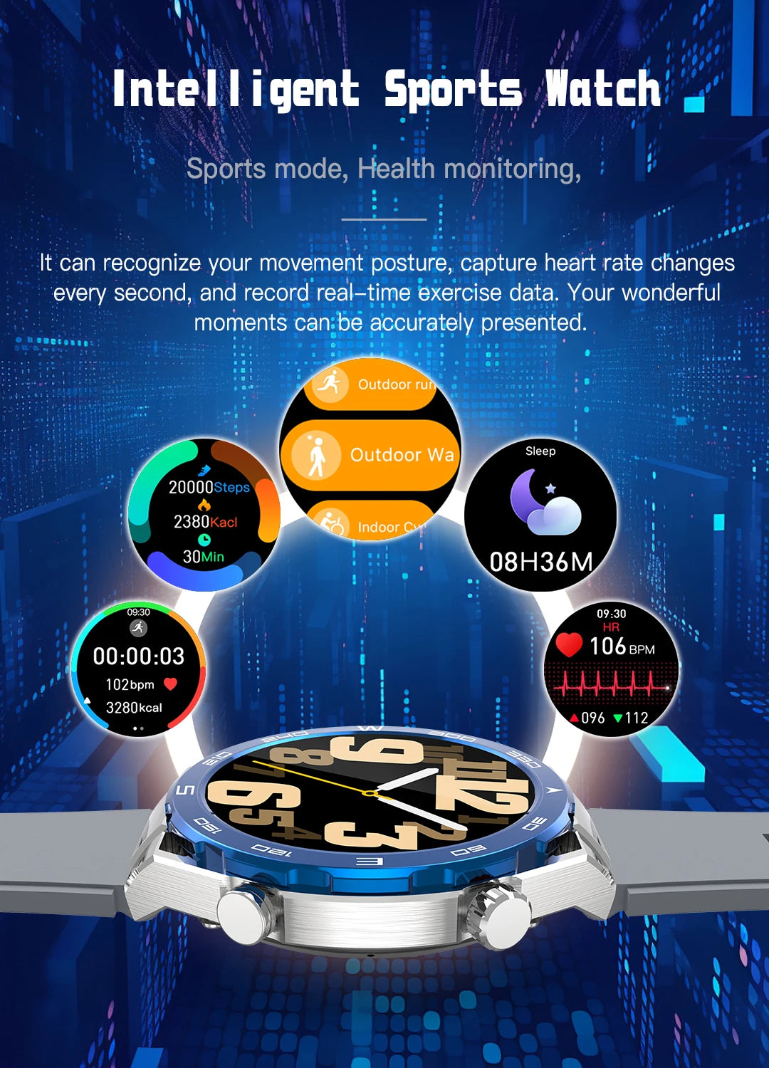 Smart Watch for Men Women Outdoor Activities Fitness Tracker Heart Rate Monitor Calorie Step Counter Sport Watch Music Play