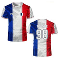 France Flag Print Football Jersey Summer Unisex Street Casual Short Sleeve Tops Sports Training Breathable Quick-drying T-Shirt
