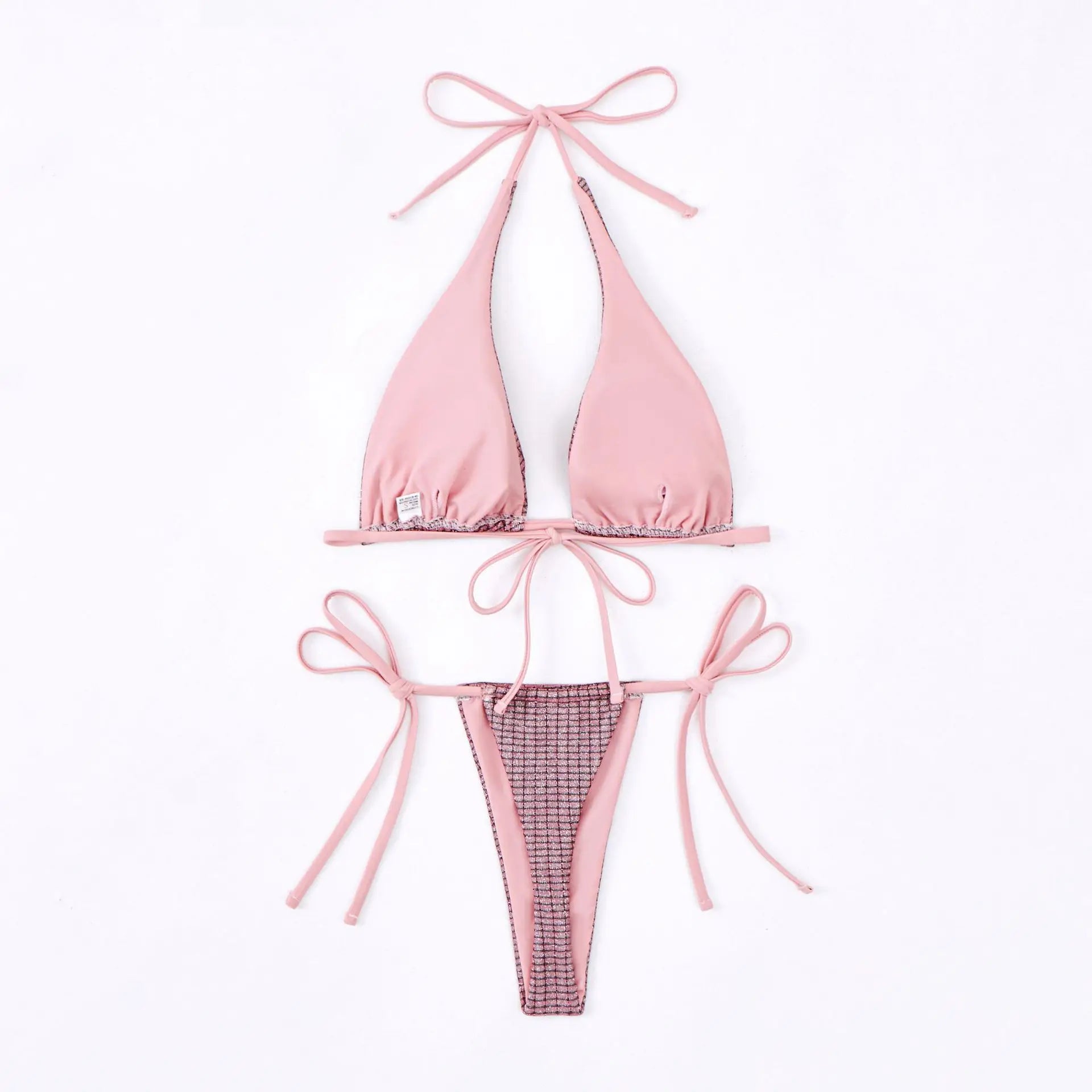 Sexy Golden String Bikini 2024 Women Swimsuit Female Swimwear Thong Halter Bikinis Set Brazilian Beach Bathing Suit Biquini
