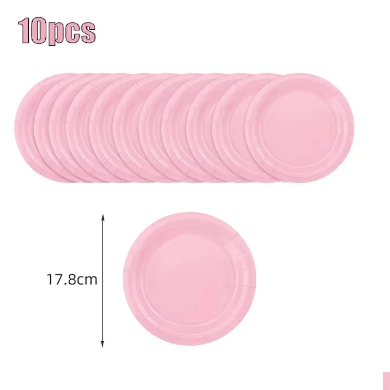 Pink Party Supplies Dinnerware Disposable Set Napkin Cup Plate Knife Fork SpoonTablecloth for Baby Shower Wedding Birthday Party