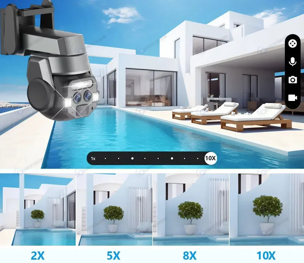 Carecam Pro 4K 8MP Dual Lens Wireless Camera Human Detection 10X PTZ Zoom Color Night Vision CCTV  Intelligent Monitoring Camera