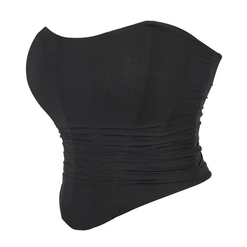 Women's Corset Crop Tops Summer Breathable Mesh Sleeveless Off Shoulder Bustier Skinny Fit Casual Tanks